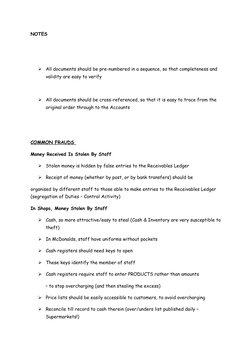 NOTES 

All documents should be pre-numbered in a sequence, so that completeness and 
validity are easy to verify 

All doc