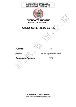 ordengen 
 
 
 
 
 
 
FUERZA TERRESTRE 
SECRETARÍA GENERAL 
 
 
ORDEN GENERAL DE LA F.T. 
 
 
 
 
 
 
 
 
 
 
          Núm