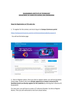 RAJARAMBAPU INSTITUTE OF TECHNOLOGY
DEPARTMENT OF COMPUTER SCIENCE AND ENGINEERING
Steps for Registration on TCS code vita:
1