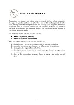 Oral Communication in Context: Quarter 1 - Module 6: Types of Speeches ...
