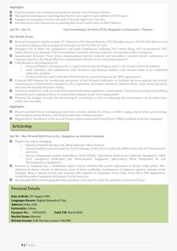 3 | P a g e  
 
 
Highlights: 
 
 Played a pivotal role in implementing Oracle Fusion -Cloud Finance Module 
 Managed account