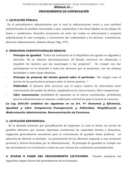 EXAMEN FINAL DE DERECHO ADMINISTRATIVO – FILIAL SAN ESTANISLAO – UNA
BOLILLA 14. –
 PROCEDIMIENTO DE CONTRATACIÓN
1- LICITACI