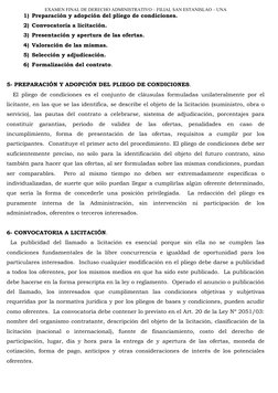 EXAMEN FINAL DE DERECHO ADMINISTRATIVO – FILIAL SAN ESTANISLAO – UNA
1) Preparación y adopción del pliego de condiciones.
2)