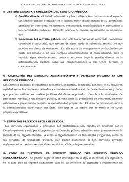 EXAMEN FINAL DE DERECHO ADMINISTRATIVO – FILIAL SAN ESTANISLAO – UNA
5- GESTIÓN DIRECTA Y CONCESIÓN DEL SERVICIO PÚBLICO.  
a