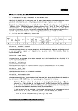 Administración de Sueldos y Salarios - Lic. Boris Prieto Murillo 
Pagina Nº3 
3. DESCRIPCIÓN DE PLANILLAS  
 
3.1. PLANILLA