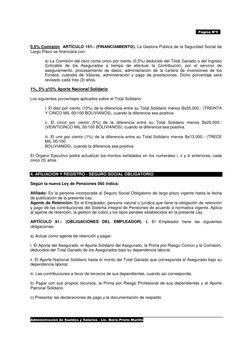 Administración de Sueldos y Salarios - Lic. Boris Prieto Murillo 
Pagina Nº5 
0.5% Comisión  ARTÍCULO 151.- (FINANCIAMIENTO