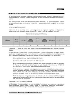 Administración de Sueldos y Salarios - Lic. Boris Prieto Murillo 
Pagina Nº8 
5. PLANILLA PATRONAL Y DE BENEFICIOS SOCIALES