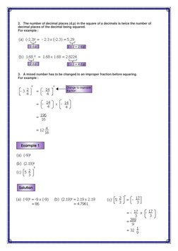 2.   The number of decimal places (d.p) in the square of a decimals is twice the number of  
decimal places of the decimal be