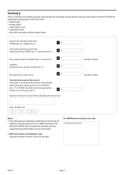Iht400 Notes Form IHT421 Form for Probate Applications | PDF | Probate | Public Finance