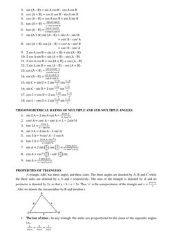 2. sin (A – B) = sin A cos B – cos A sin B 
3. cos (A + B) = cos A cos B – sin A sin B 
4. cos (A – B) = cos A cos B + sin A