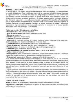 DIRECCIÓN NACIONAL DE CURRÍCULO
BACHILLERATO ARTÍSTICO–ESPECIALIDAD DANZA
TEATRO A LA ITALIANA 
El recinto teatral "a la ital