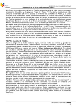 DIRECCIÓN NACIONAL DE CURRÍCULO
BACHILLERATO ARTÍSTICO–ESPECIALIDAD DANZA
El número de corrales de comedias en España aumentó