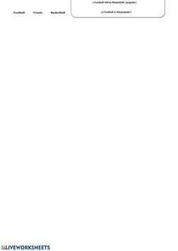 2 Football isthan Basketball. (popular)
3) Football is the(popular)
Football
Tennis
Basketball
