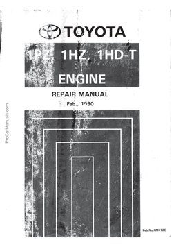 Toyota 1PZ 1HZ 1HD T Engine Repair Manual Rm172e PDF | PDF
