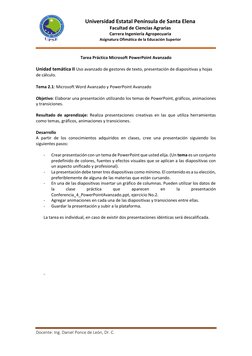 Universidad Estatal Península de Santa Elena 
Facultad de Ciencias Agrarias 
Carrera Ingeniería Agropecuaria 
Asignatura Of
