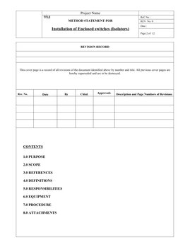 Isolator Installation Method Statement | PDF | Quality Assurance ...