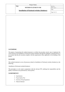Isolator Installation Method Statement | PDF | Quality Assurance ...