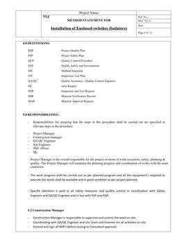 Isolator Installation Method Statement | PDF | Quality Assurance ...