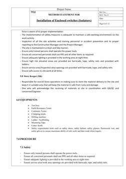 Isolator Installation Method Statement | PDF | Quality Assurance ...