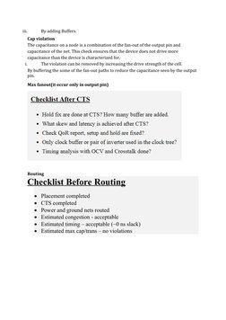 iii.
By adding Buffers.
Cap violation
The capacitance on a node is a combination of the fan-out of the output pin and 
capaci