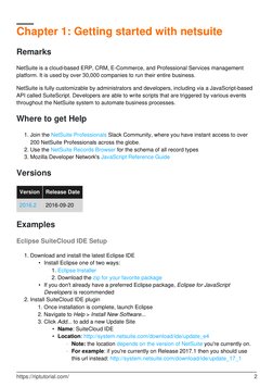 Chapter 1: Getting started with netsuite
Remarks
NetSuite is a cloud-based ERP, CRM, E-Commerce, and Professional Services ma