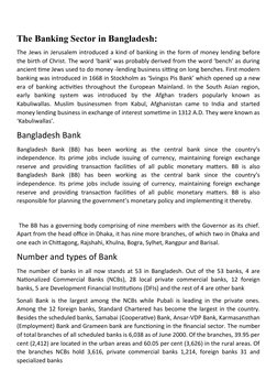 The Banking Sector in Bangladesh:
The Jews in Jerusalem introduced a kind of banking in the form of money lending before
the
