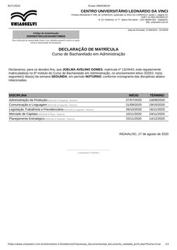 Declaração de Matrícula Uniasselvi | PDF | Business | Computação e ...