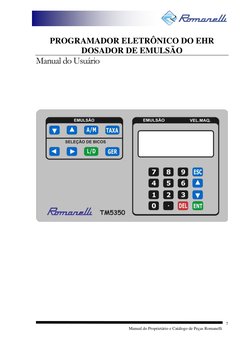 Manual do Proprietário e Catálogo de Peças Romanelli 
 
7
 
PROGRAMADOR EL