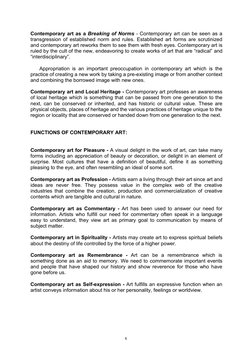 6
Contemporary art as a Breaking of Norms - Contemporary art can be seen as a
transgression of established norm and rules. Es