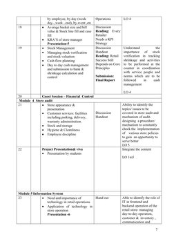 by employee, by day (week 
day-, week –end), by event ,etc
Operations
LO 4
18

Average basket size and bill 
value & Stock l