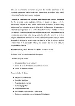 datos  de  escurrimiento  se  toman  los  picos  de  crecidas  obtenidos  de  las
tormentas regionales maximizadas para perío