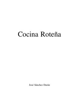 Cocina Roteña 
José Sánchez Durán 
