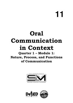  
 
11 
Oral 
Communication 
in Context  
Quarter 1 – Module 1:  
Nature, Process, and Functions 
of Communication 
 
 
