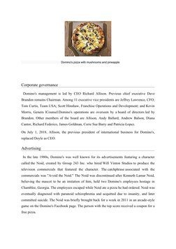 Domino's pizza with mushrooms and pineapple
Corporate governance
 Domino's