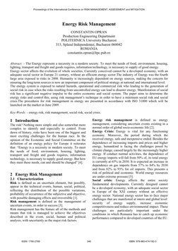 Energy Risk Management 
 
CONSTANTIN OPRAN 
Production Engineering Department 
POLITEHNICA University Bucharest 
313, Splaiul