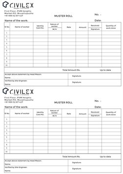 Muster Roll Format for Labour Payment | PDF