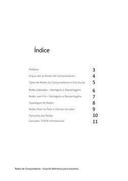 Índice
2
3
4
5
6
7
8
9
10
11
Prefácio
O que são as Redes de Computadores
Tipos de Redes de Computadores e Estruturas
Redes Ca
