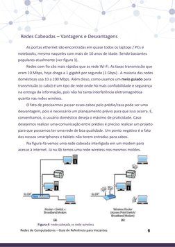 6
Redes Cabeadas – Vantagens e Desvantagens
As portas ethernet são encontradas em quase todos os laptops / PCs e 
notebooks,