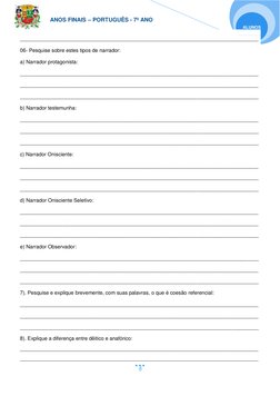 ANOS FINAIS – PORTUGUÊS - 7º ANO 
 
 
 
5 
ALUNOS  
 
_______________________________________________________________________