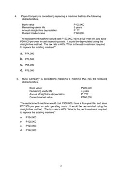 Cash Flow Analysis for Equipment Replacement | PDF | Depreciation ...