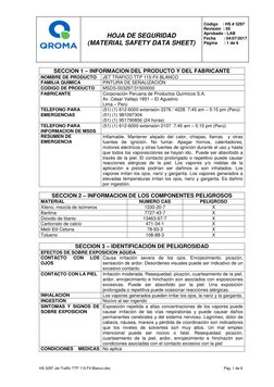 HOJA DE SEGURIDAD 
(MATERIAL SAFETY DATA SHEET) 
 
 
Código    : HS # 3297 
Revisión  : 00 
Aprobado : LAB 
Fecha