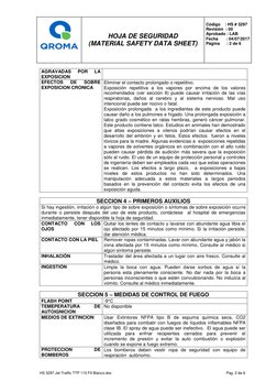HOJA DE SEGURIDAD 
(MATERIAL SAFETY DATA SHEET) 
 
 
Código    : HS # 3297 
Revisión  : 00 
Aprobado : LAB 
Fecha