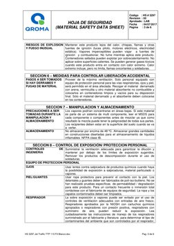 HOJA DE SEGURIDAD 
(MATERIAL SAFETY DATA SHEET) 
 
 
Código    : HS # 3297 
Revisión  : 00 
Aprobado : LAB 
Fecha