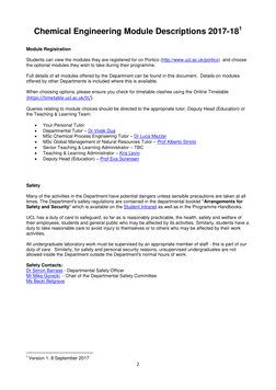 2 
 
Chemical Engineering Module Descriptions 2017-181 
 
 
Module Registration 
 
Students can view the modules they are reg