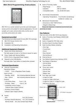 IBA-7612 Programming Instructions 
      
IBA-7612 is a vandal resistant proximity card and keypad 
access control unit suita