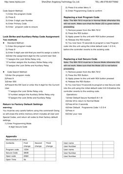 Code Search Method: 
1) Enter the program mode 
2) Press 8  
3) Enter 3-digit user Number  
4) Enter Primary Code  
5) Ente