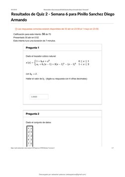 30/4/2018
Historial de evaluaciones para Pinillo Sanchez Diego Armando: Quiz 2 - Semana 6
https://poli.instructure.com/cour