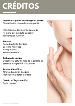CRÉDITOS
02 | MANUAL DE PROTOCOLOS  
MSc. Jakeline Benítez Bustamante
Rectora  del Instituto Superior 
Tecnológico  Lendan