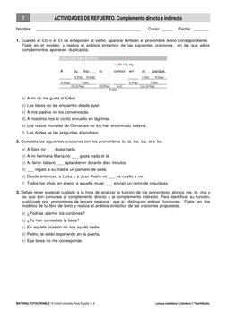 Nombre:    _______________________________________________ 
Curso: _____ 
Fecha: _______ 
1. Cuando el CD o el CI se antepone