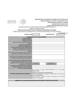 SUBSECRETARÍA DE INTEGRACIÓN Y DESARROLLO DEL SECTOR SALUD
DIRECCIÓN GENERAL DE CALIDAD Y EDUCACIÓN EN SALUD
DIRECCIÓN DE EVA